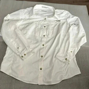 [L]Columbia PFG Omni Shield Blood N  Nuts White L/S Shirt